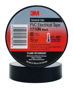 3M 1710 Electrical Tape Black 18mm x 20m